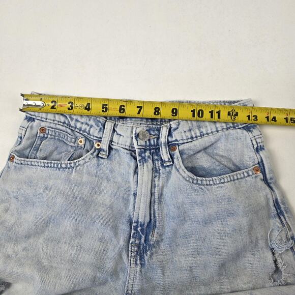 GAP Denim Jeans Womens 2 26L Light Wash Blue High Rise Wide Leg Distressed - Picture 14 of 15